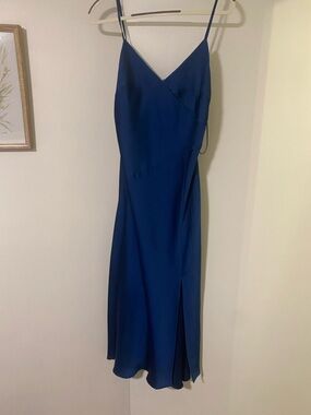 Ellison Teal Slip Midi Dress with Side Slit